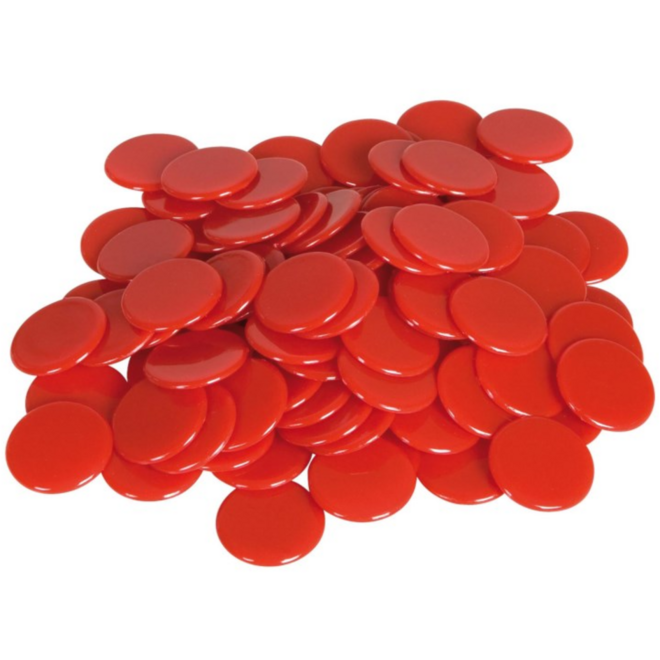 Rekenfiches rood  25 mm, 100 stuks
