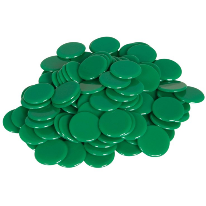 Rekenfiches groen 25 mm, 100 stuks