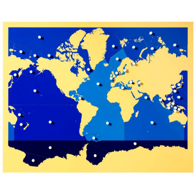 Puzzelkaart zeeën en oceanen