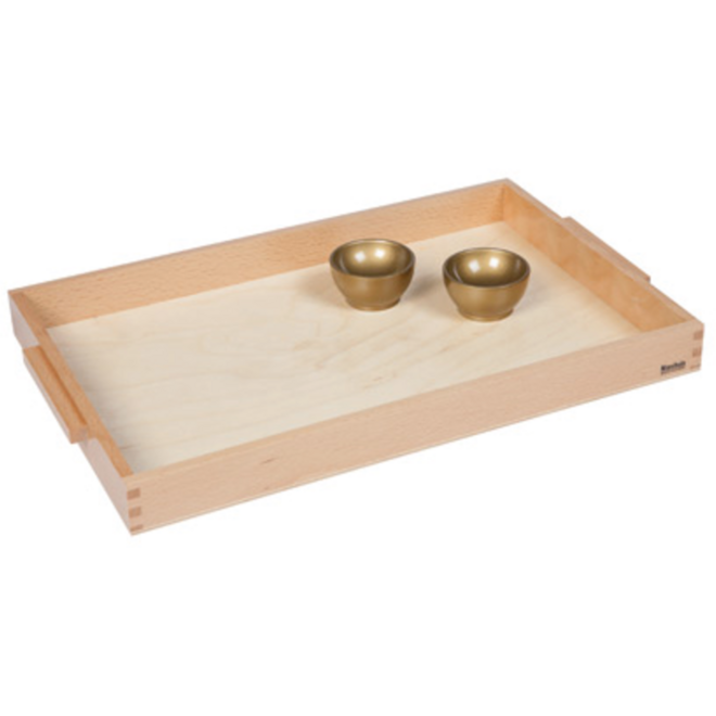 Houten aanbiedingsblad met 2 bakjes