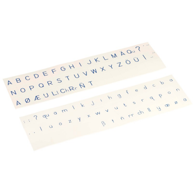 Stempelletters blokschrift blauw