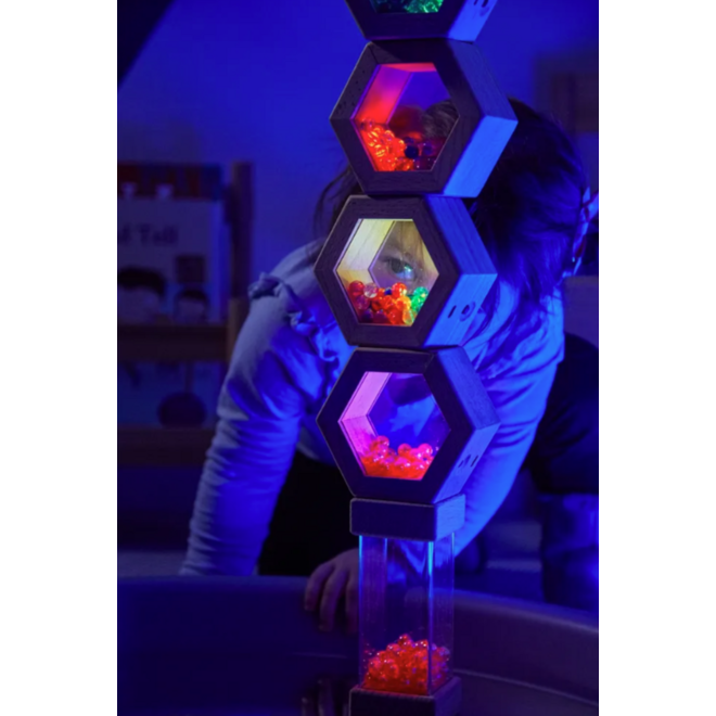 Lichtgevende houten geluidzeshoeken, 6 stuks