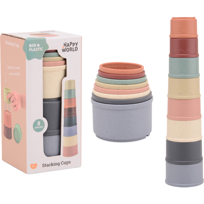 Stapelbekers Bio plastic Happy World