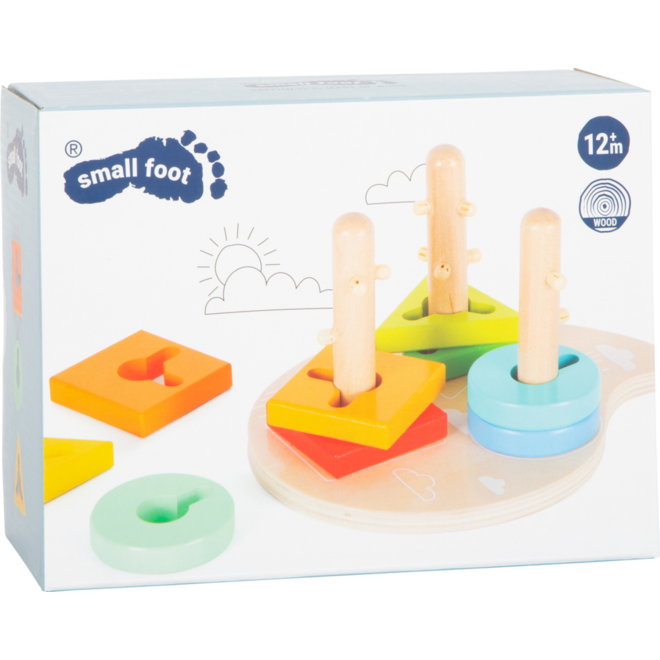 Small Foot - Houten Vormen en Sorterten Motoriek Stapelspeelgoed, 10dlg.
