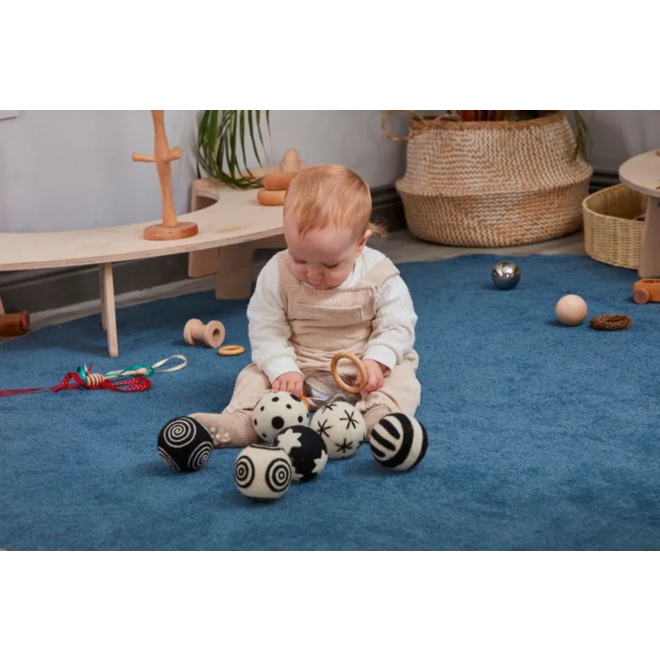 Baby Patroonballen Zwart & Wit, 6 stuks van vilt