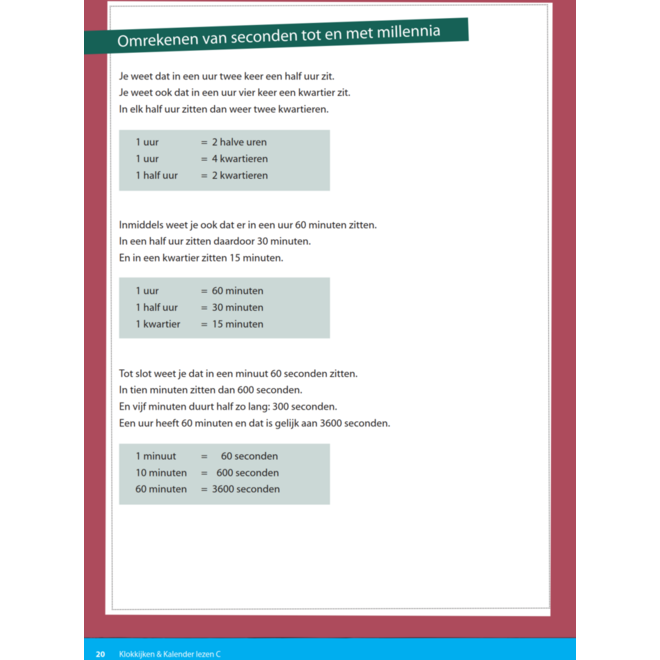 Kerndoeltrainer Klokkijken & Kalender lezen C (5 stuks)