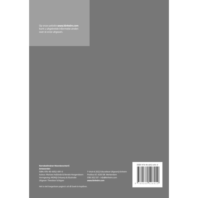 Kerndoeltrainer Woordenschat E antwoordenboek