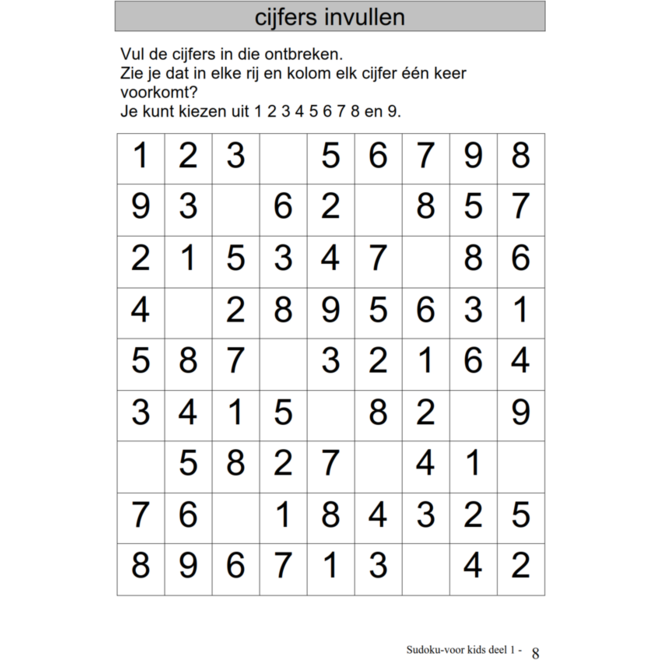 Sudoku voor Kids 1 groep 3 (5 stuks)