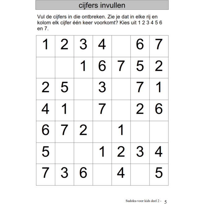 Sudoku voor Kids 2 groep 4