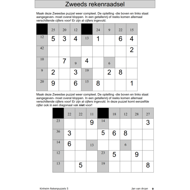 Rekenpuzzels 5 (5 stuks)