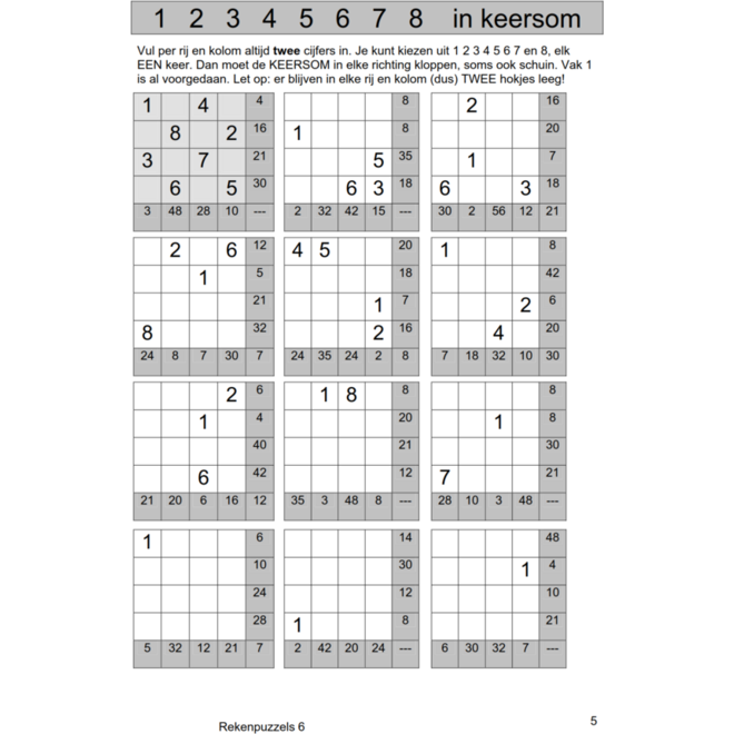 Rekenpuzzels 6 (5 stuks)