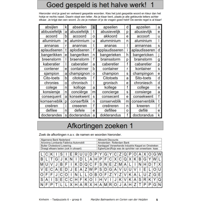 Taalpuzzels 6 groep 8