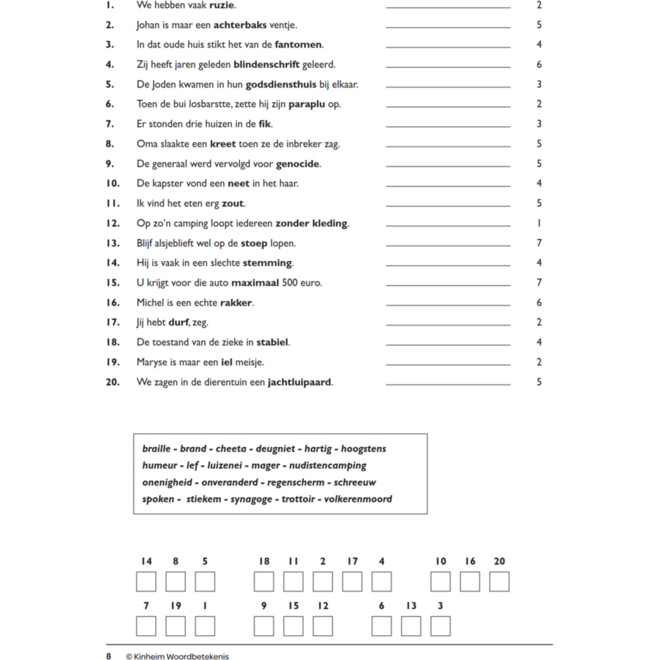 Woordbetekenis (5 stuks)
