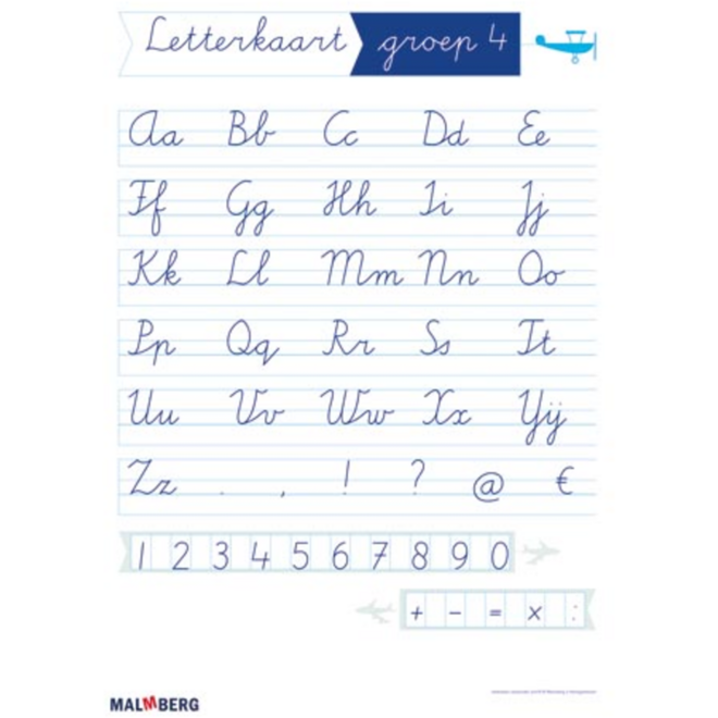 Klinkers klassikale letterkaart verbonden schrift groep 3 en 4