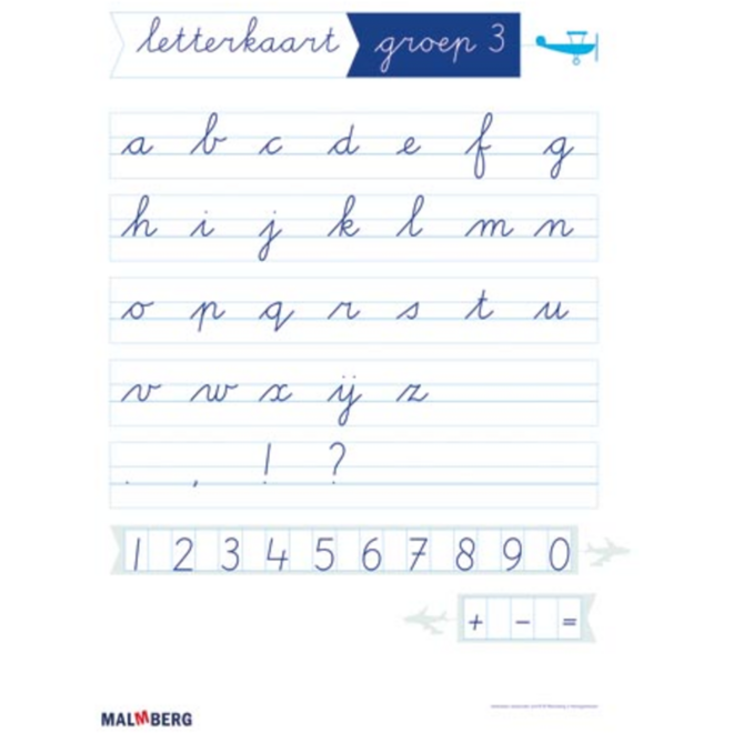 Klinkers klassikale letterkaart verbonden schrift groep 3 en 4