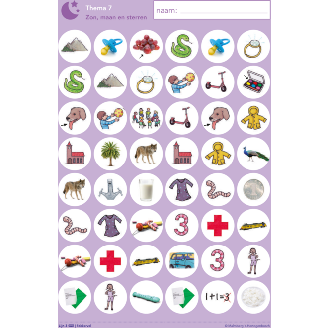 Lijn 3 stickervellen thema 7-12 (5 stuks)