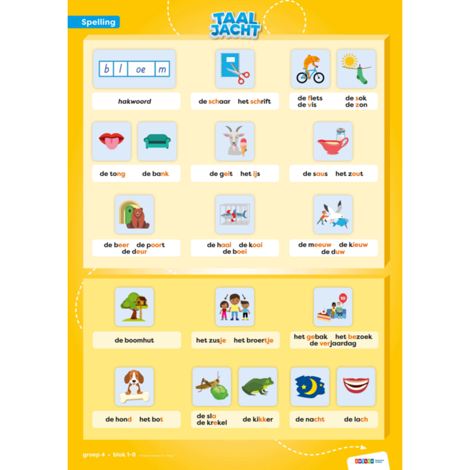 Taaljacht Spelling & grammatica groep 4 categorieposter