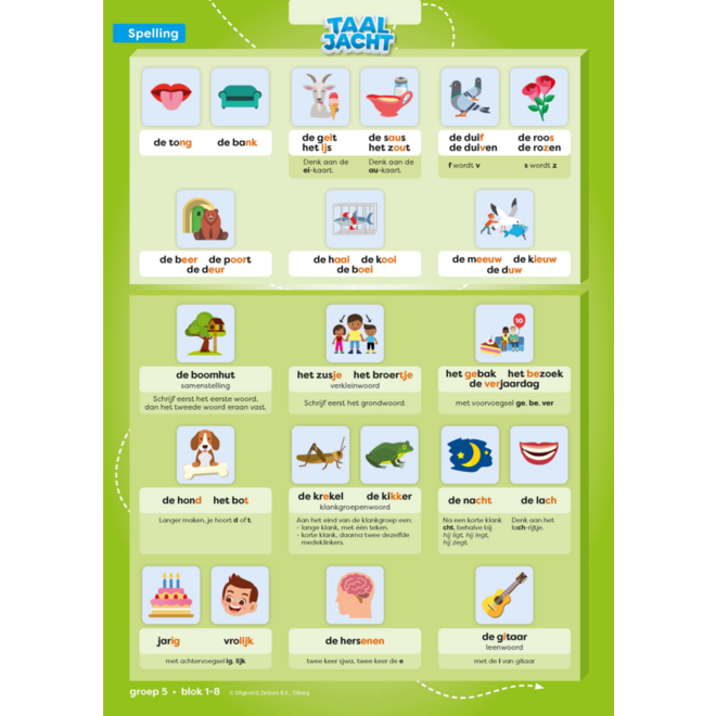 Taaljacht Spelling & grammatica groep 5 categoriekaarten (5 stuks)
