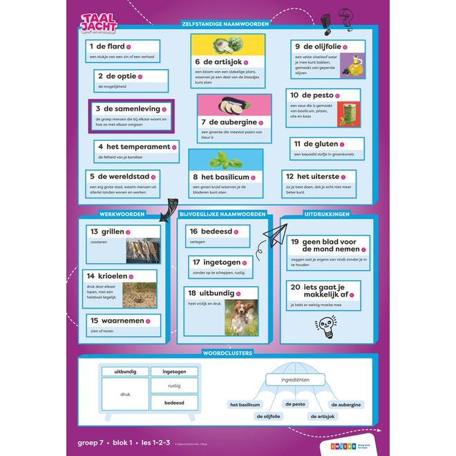 Taaljacht Taal groep 7 woordposters