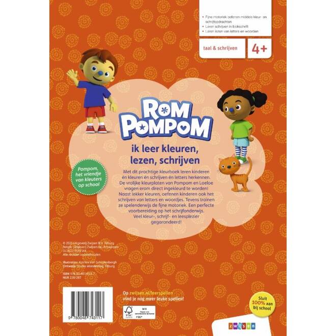 Rompompom ik leer kleuren, lezen, schrijven