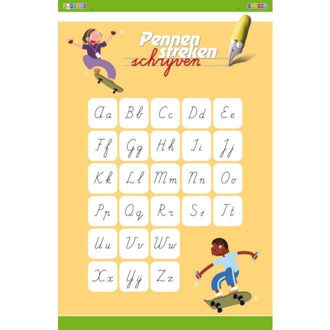 Pennenstreken 2 groep 4 t/m 8 - letterposter verbonden- en blokschrift