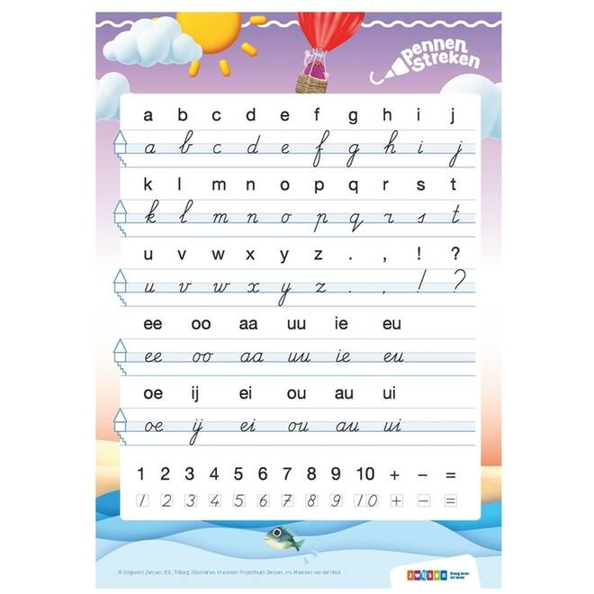 Pennenstreken 3 groep 3 letterkaart verbonden schrift (10 stuks)
