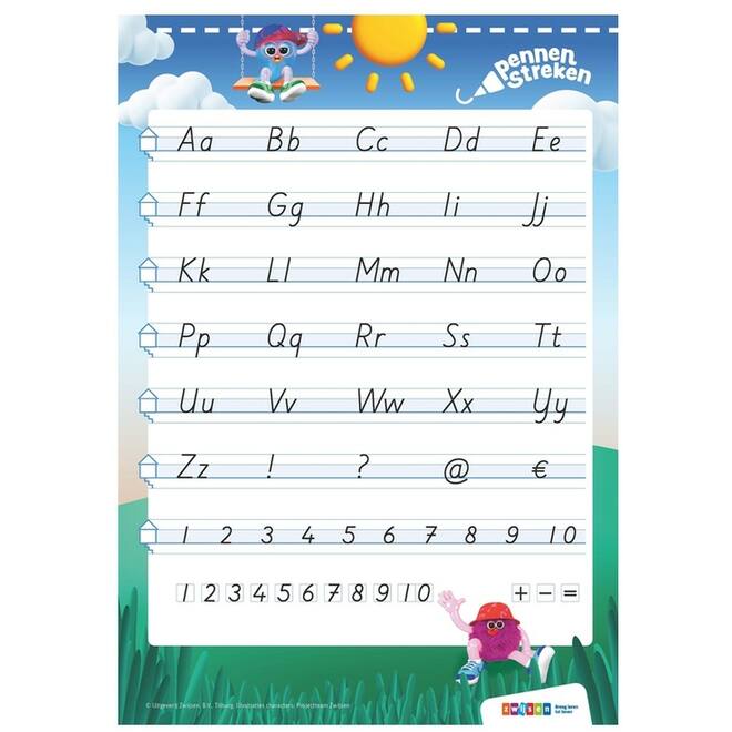 Pennenstreken 3 groep 4-6 letterkaart blokschrift (10 stuks)