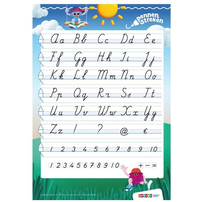 Pennenstreken 3 groep 4-6 letterkaart verbonden schrift (10 stuks)