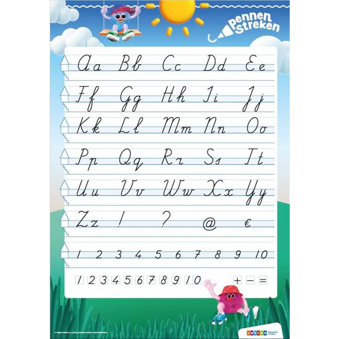 Pennenstreken 3 groep 4-6 letterposter verbonden schrift