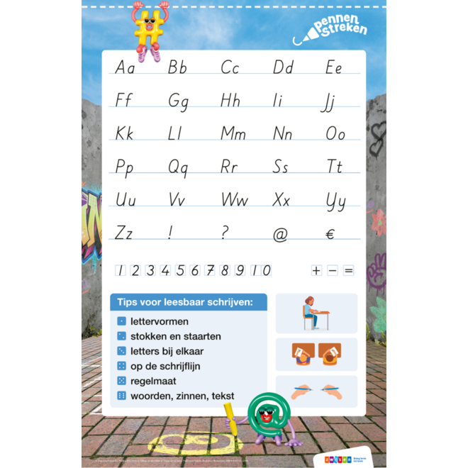 Pennenstreken 3 groep 7-8 letterposter blokschrift & verbonden schrift