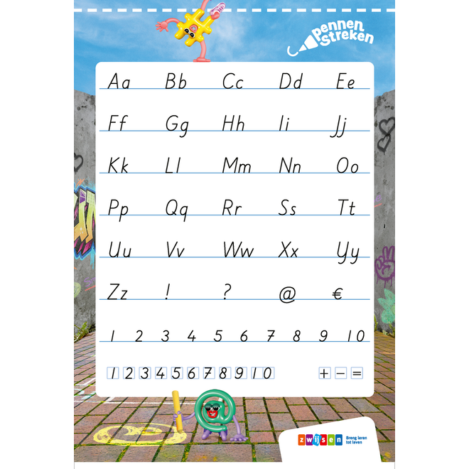 Pennenstreken 3 groep 7-8 letterkaarten blokschrift (10 stuks)