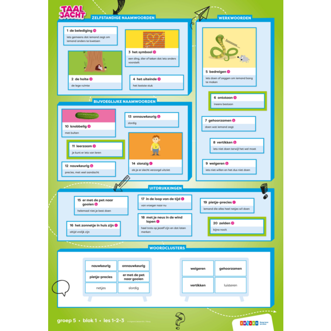 Taaljacht Taal groep 5 woordposters