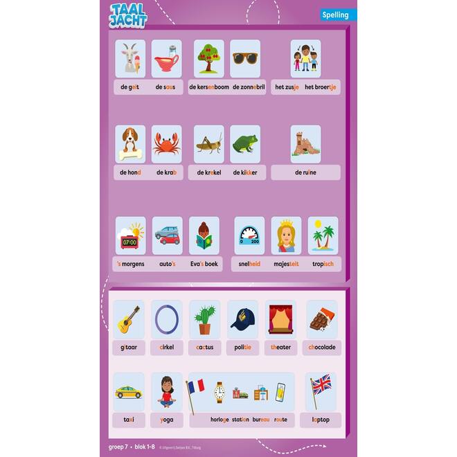 Taaljacht Spelling & grammatica groep 7 categorieposter