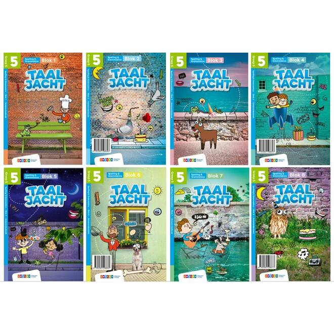 Taaljacht Spelling & grammatica groep 5 antwoordenboek blok 1-8