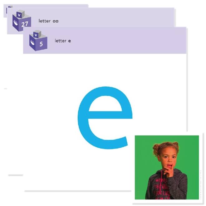 Stapel op groep 1-2 letterkaarten op weg naar Veilig leren lezen