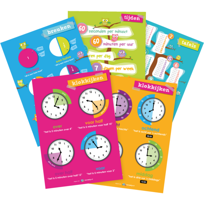 Educatieve posterset Rekenen middenbouw / bovenbouw (5 stuks)