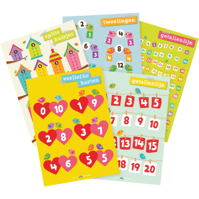 Educatieve posterset Rekenen onderbouw / middenbouw (5 stuks)