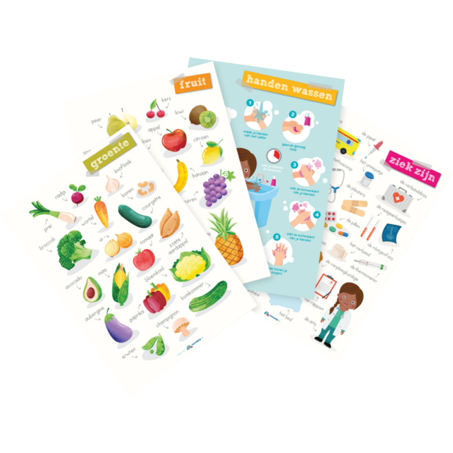 Educatieve posterset ziek en gezond (4 stuks)
