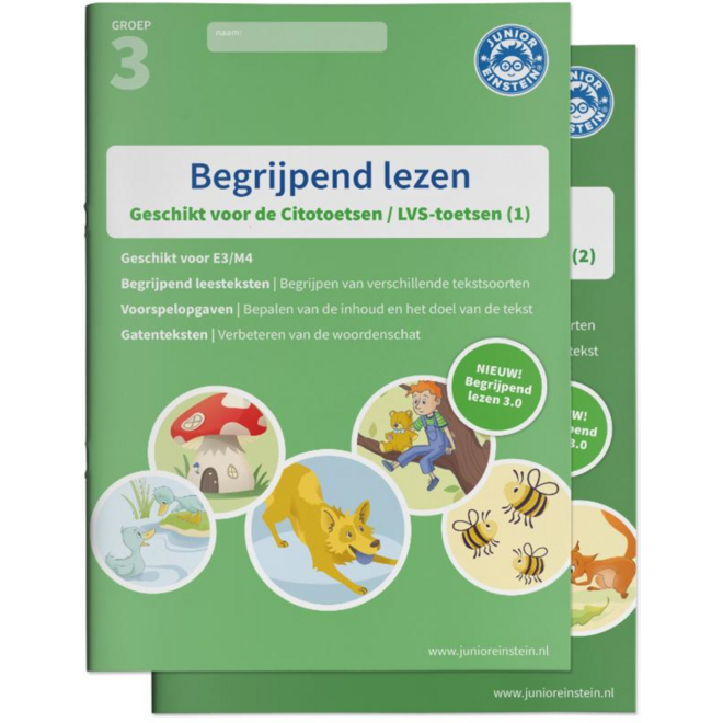 Begrijpend lezen oefenboeken - Deel 1 en 2 - Groep 3 - E3/M4 - 3.0