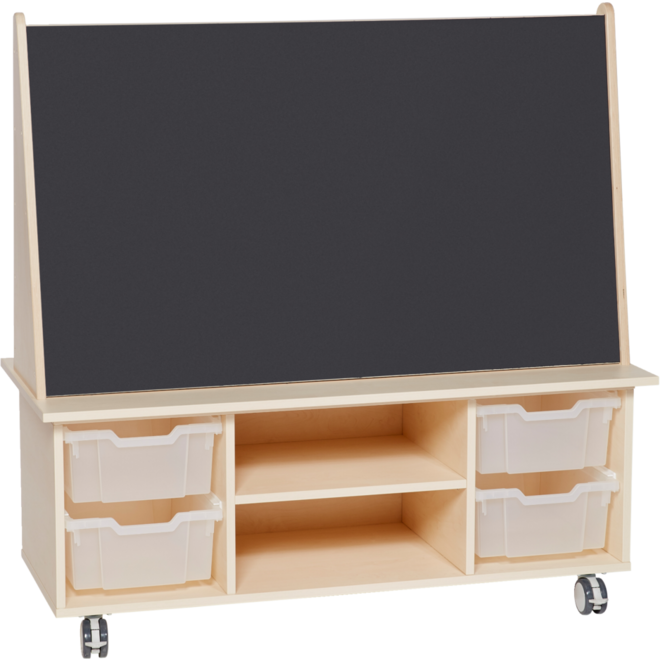 Bordenkar Ahorn 1x magnetisch whiteboard, 1x krijtbord