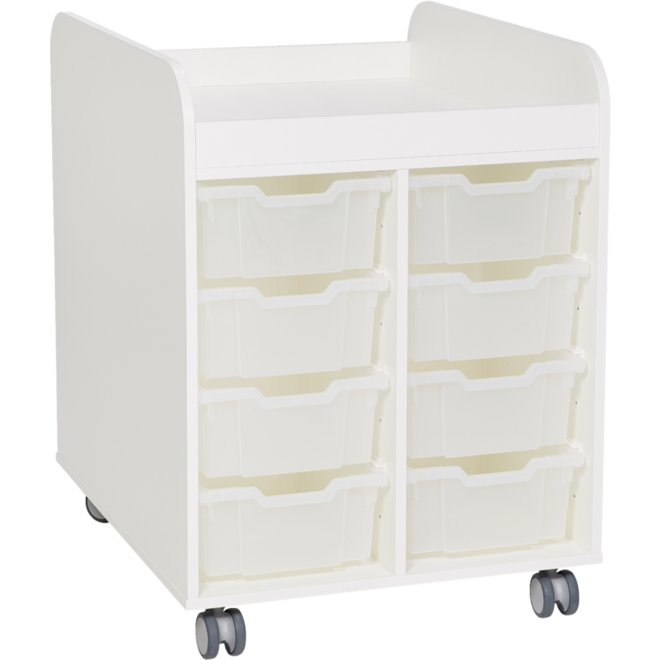 Steamkast hoog 94,7 x 89 x 70,6 cm, wit incl. wielen, excl. laden