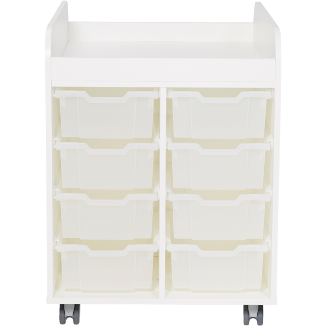 Steamkast laag  62,7 x 89 x 70,6 cm, wit incl. wielen, excl. laden