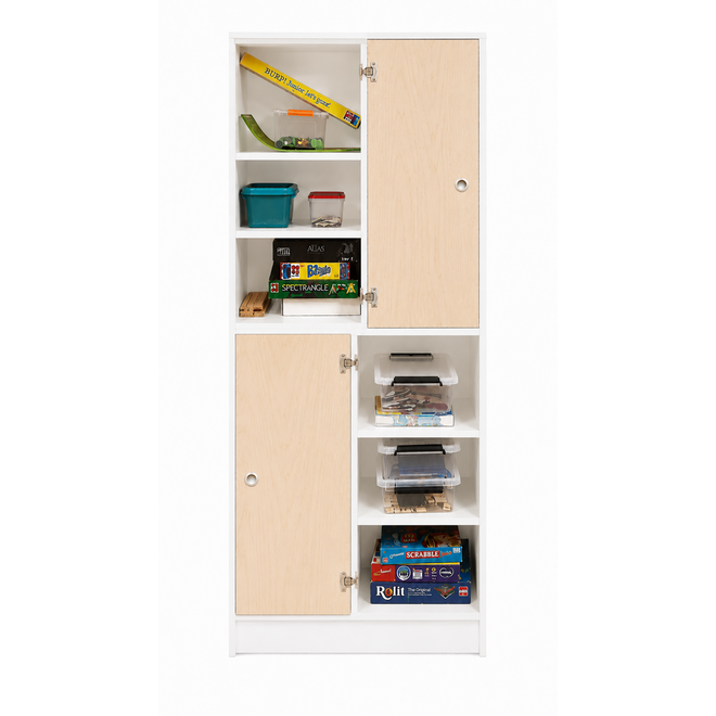 Kast 180 graden onder, 100x90x50 cm (lxbxh)| wit, op plint, deuren wit/Ahorn