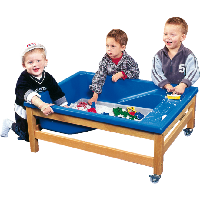 Bak blauw met afrit voor zandwatertafel (Losse bak)