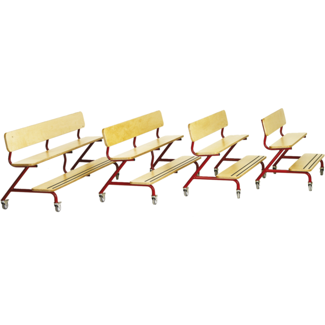 Zitbank 150 x 63 x 78 cm met rood  onderstel