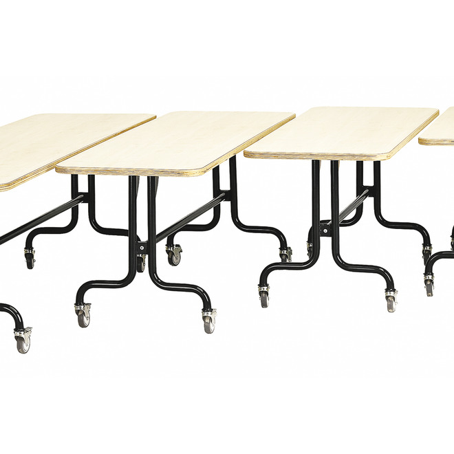 Tafel 120 x 60 cm, zwart onderstel blad met berkenstructuur hoogte 71 cm