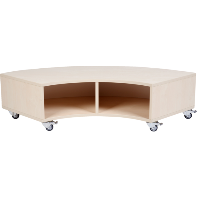 Peuterbank hoek 126 x 43 x 30 cm incl wielen, 2 lades 15 cm hoog, ahorn