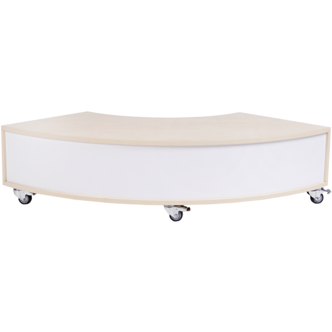 Peuterbank hoek 126 x 43 x 30 cm incl wielen, 2 lades 15 cm hoog, ahorn