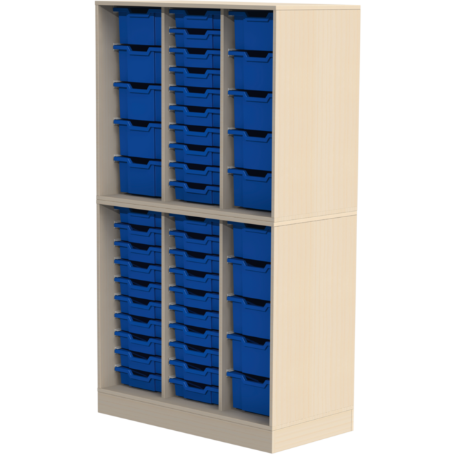 Ladenkast Flex 3-2 hoog zonder laden, met plint, Ahorn