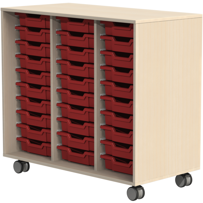 Ladenkast Flex 3, zonder laden met wielen, ahorn